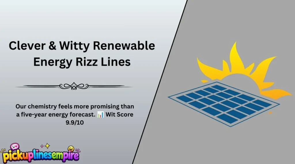 Clever & Witty Renewable Energy Rizz Lines